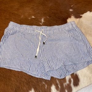 Blue and white striped shorts. Size large.